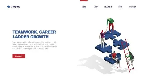 Teamwork concept with persons and puzzle elements. Team Metaphor. Template for Stock Illustration