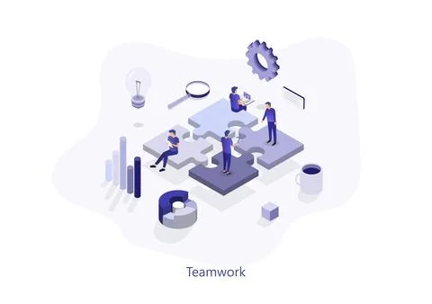 Teamwork concept with puzzle. Can use for web banner, infographics, hero im.. Stock Illustration