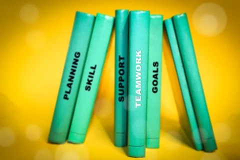 Teamwork concept, relevant words on the book spine Stock Photos