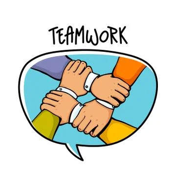 Teamwork concept. Stack of business hands. Cooperation Teamwork Stock Illustration