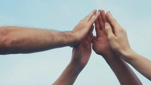Teamwork concept. team community joins hands together. group of people hands Stock Footage 133792485