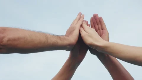 Teamwork concept. team community joins hands together. group of people hands 스톡 동영상 151194265