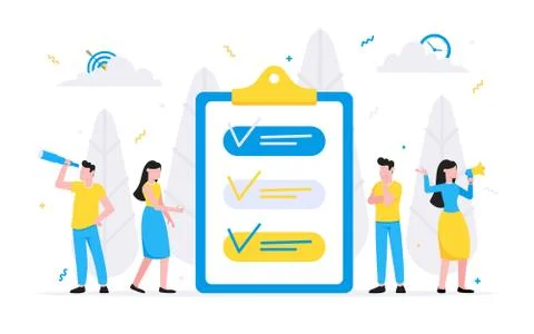 Teamwork concept with tiny people characters working together with big target Stock Illustration