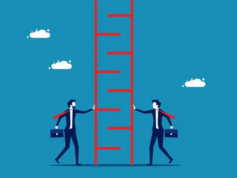 Teamwork concept. Two businessmen connecting part of stairs Stock Illustration