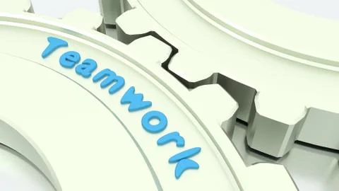 Teamwork concept with two connected silver gears Stock Illustration