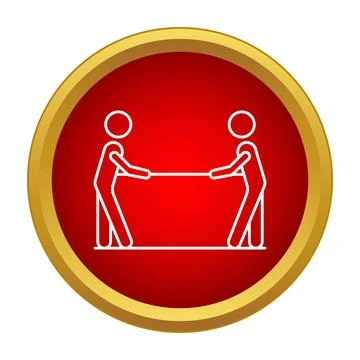 Teamwork concept with two people lifting a box 스톡 일러스트