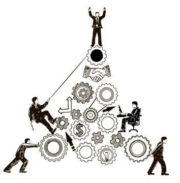 Teamwork concept vector hand drawn illustration Stock Illustration