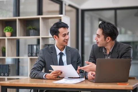 Teamwork concept.Project team making conversation at meeting room office.People Stock Photos