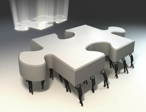 Teamwork conceptual image for puzzle solution Stock Illustration