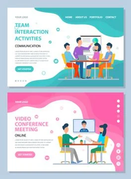 Teamwork Conference and Interaction Web Vector Illustrazione stock