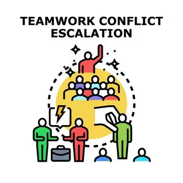 Teamwork conflict escalating with group discussion Stock Illustration