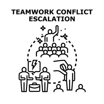 Teamwork conflict escalating with group discussion Stock Illustration
