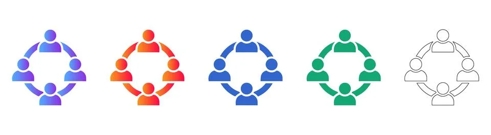 Teamwork Connection Concept Vector Icons icon set Stock Illustration