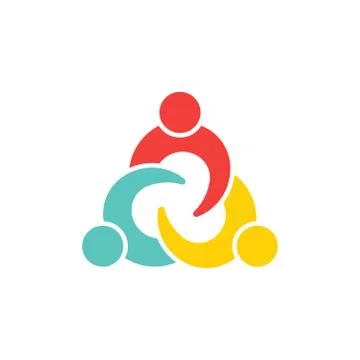 Teamwork connection three people. Logo Illustration Illustrazione stock