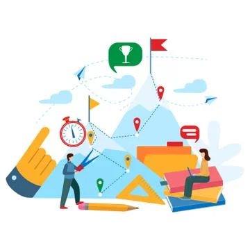 Teamwork consept, plan, solve problems company. Vector business concept illus 스톡 일러스트