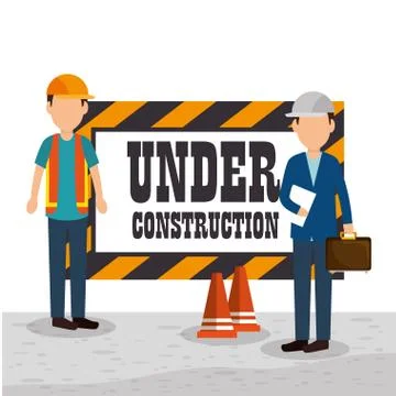 Teamwork construction on site Stock Illustration