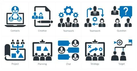 Teamwork as contacts, creative, teamwork Stock Illustration