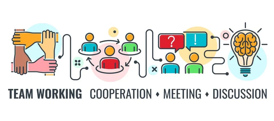 Teamwork Cooperation Banner Stock Illustration