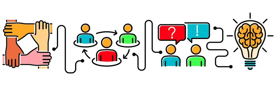 Teamwork Cooperation Banner Иллюстрация