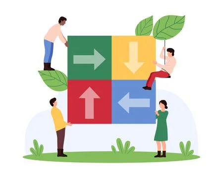 Teamwork cooperation for business challenge, effective team formation of tiny 스톡 일러스트