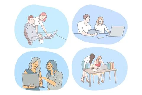 Teamwork, cooperation, startup concept Stock-Illustration