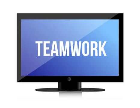 Teamwork copy on a flatscreen illustration design graphic Stock Illustration