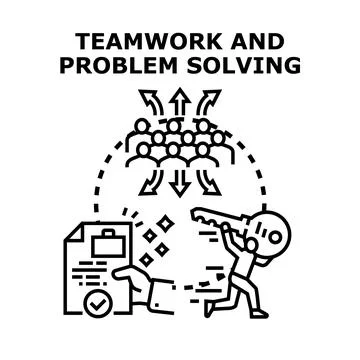 Teamwork creating solutions and solving problems concept Illustrazione stock
