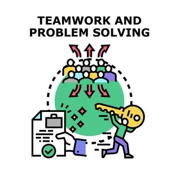 Teamwork creating solutions and solving problems concept Stock Illustration
