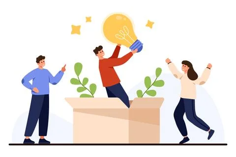 Teamwork Creativity Think Outside The Box Concept Stock Illustration