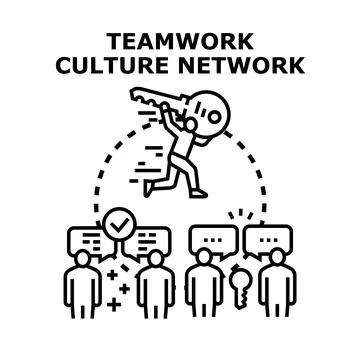 Teamwork culture network creating problem solution concept Stock Illustration