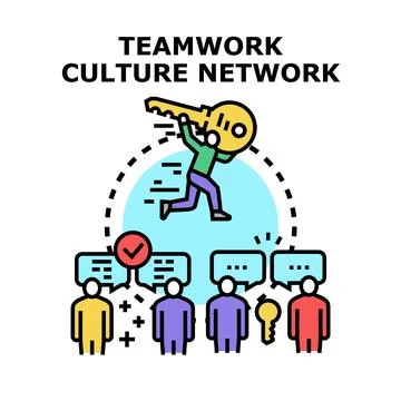 Teamwork culture network creating problem solution concept Illustrazione stock