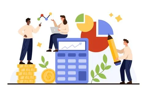 Teamwork Data Analytics Calculation Statistics Diagram Stock Illustration