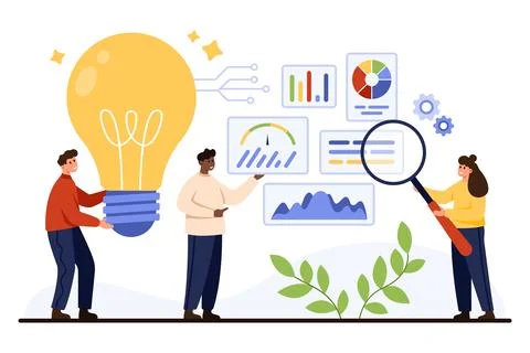 Teamwork in Data Analytics Concept Illustration Stock Illustration