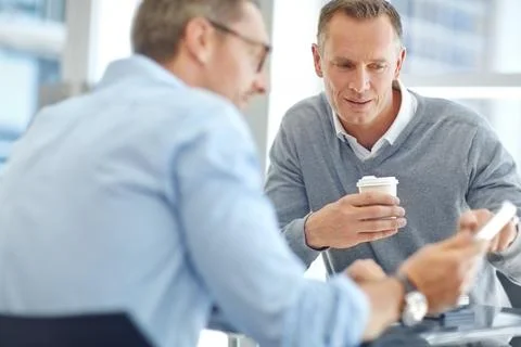 Teamwork, data analytics or business people with tablet for corporate strategy Stock Photos