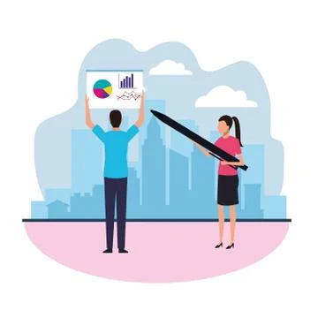 Teamwork data chart Illustrazione stock