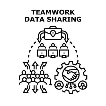 Teamwork data sharing global business connection concept Stock Illustration