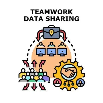 Teamwork data sharing global business connection concept Stock Illustration