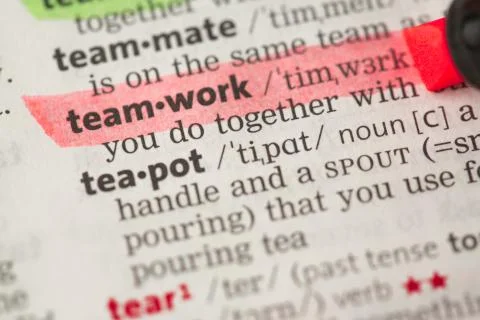 Teamwork definition highlighted in red Stock Photos