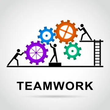 Teamwork design with colorful wheels Stock Illustration