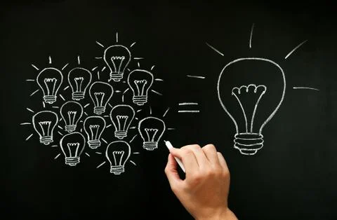 Teamwork Developing Idea Light Bulbs Concept Foto stock