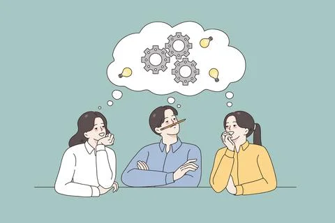 Teamwork, discussion and brainstorm concept Stock Illustration