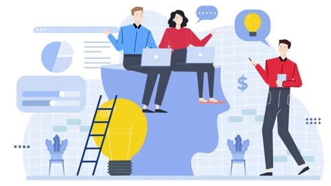 Teamwork discussion to solve the problem business animated illustration video Vidéo 278435584