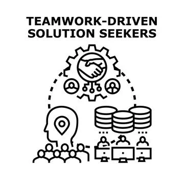Teamwork driven solution seekers working together concept Stock Illustration