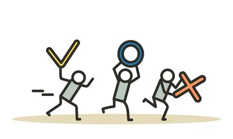 Teamwork entrepreneurship vector office work illustration with computer pc. A Stock Illustration