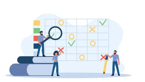 Teamwork entrepreneurship vector office work illustration with computer pc... Stock Illustration