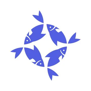 Teamwork Fish Logo Stock Illustration