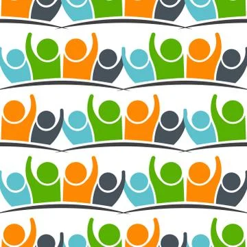 Teamwork Five Friends image. Vector Pattren Seamless Illustrazione stock