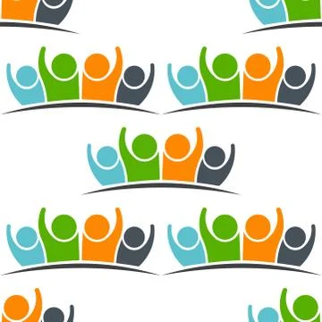 Teamwork Five Friends image. Vector Pattren Seamless Stock Illustration