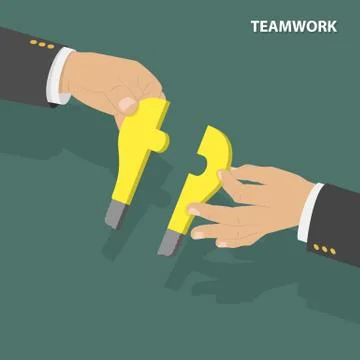Teamwork flat isometric low poly vector concept Stock Illustration