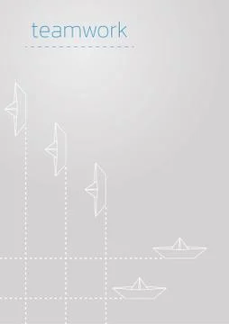 Teamwork with a folded paper boat Stock Illustration